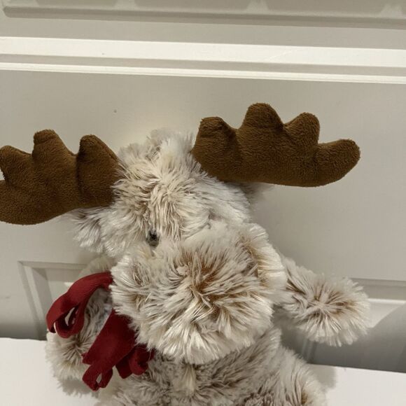Fiesta Moose Plush Jesus Loves You Tan Brown White Fuzzy Red Scarf 14" - Picture 2 of 8